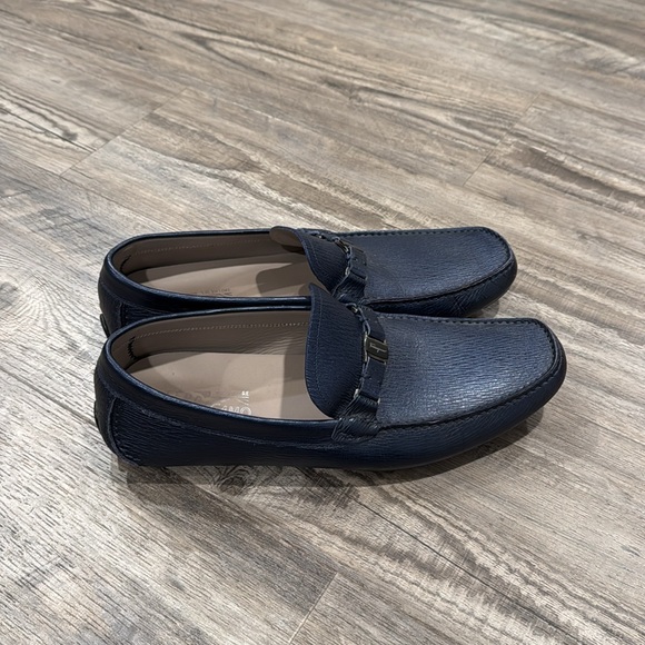 Salvatore Ferragamo Men’s Navy Blue Leather Loafers Slip On Shoes Moccasin Sz 12 main image 9